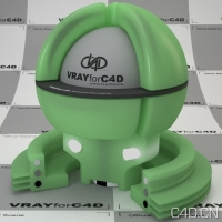vray for c4d材质：Plastic green glossy SSS 001