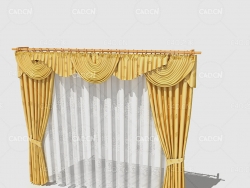 C4D客厅窗帘卧室窗帘室内窗帘模型 Curtain 3D Model-46