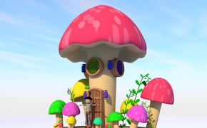 卡通场景《蘑菇城堡》C4D模型 Mushroom Castle 3D model