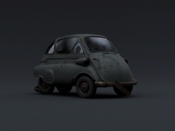 破旧的绿色小汽车C4D模型Small green car