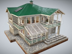 低面2层别墅公寓房屋建筑C4D模型