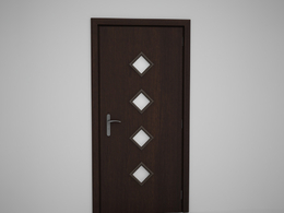 菱形玻璃木门C4D模型下载 Door model
