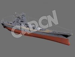 C4D海军舰艇军舰舰船-大和级战列舰模型 Yamato 1944 3d Model