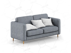 带靠枕的双人灰色沙发客厅沙发布艺沙发现代家具C4D模型Grey Sofa with Pillows 1