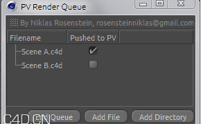 C4D插件：PV Render Queue 1.0