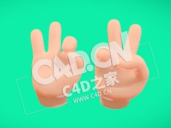 C4D四指手卡通手势ok手势yes手势模型 Toon hands-2