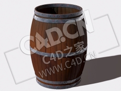 木桶雨水桶C4D模型 Rain Water Barrel