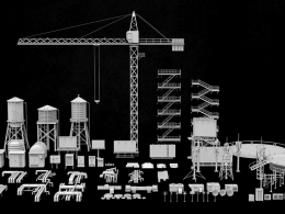 楼顶设备：塔吊 之字梯 楼梯 空调外机 出风口 风道 管道 屋顶 电源控制箱 水塔 广告牌 擎天柱广告灯箱 移动通信信号接收器 风扇 卫星锅 卫星天线Ro...