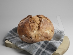 C4D餐巾布上的面包食物食品模型 Bread