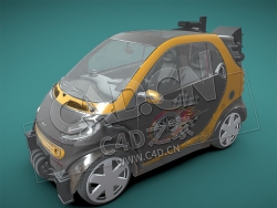 C4D两门小汽车模型