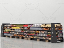 食品货架盒装食品袋装食品小吃零食C4D模型