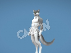 C4D站立的灰狼绑定模型卡通角色模型 Terris, Wolf