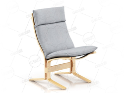 木制躺椅实木布艺椅子单人椅子书房阳台休闲椅子C4D模型Wooden Lounge Chair