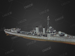 美国海军法拉格特级驱逐舰孔茨级驱逐舰C4D模型下载Farragut 3d model
