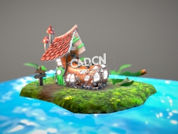 卡通鞋房子卡通靴屋C4D模型 Cartoon boot house