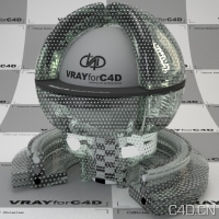 vray for c4d材质：Glas with white print DOT 001