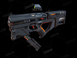 C4D科幻紧凑型机枪科幻武器枪械模型Sci Fi Compact MachineGun AK4