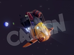 C4D卡通动漫太空旅行飞机宇宙探险飞船模型 travel