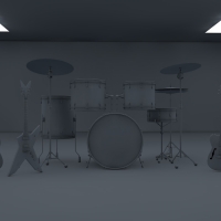 乐器3D模型（吉它、架子鼓、贝斯）Band 3D models kit for C4D