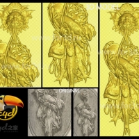 《丰收-年年有鱼》浮雕雕刻3D模型（STL雕刻模型）