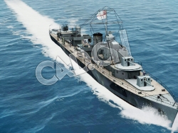 C4D海军舰艇军舰舰船-R级驱逐舰模型 R Class Destroyer 3d Model