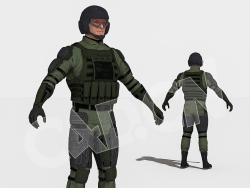 全副武装的特种部队骑兵男士兵C4D人物绑定模型IG_Mert_Trooper