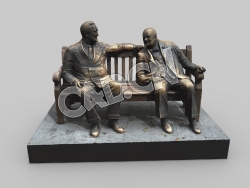 C4D罗斯福与丘吉尔雕塑模型 Churchill And Roosevelt Allies Sculpture