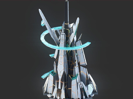 未来科幻创意摩天大楼建筑c4d模型 Sci-Fi Futuristic Future Fantasy City Building-4