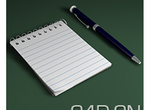 C4D笔记本+钢笔模型 Notebook pen