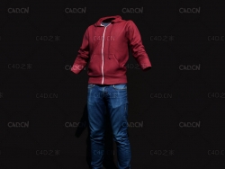 男装衣服卫衣牛仔裤C4D OCTANE模型 衣服绑定模型 clothes