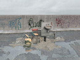 战后损毁模型：废弃家具椅子洗手池