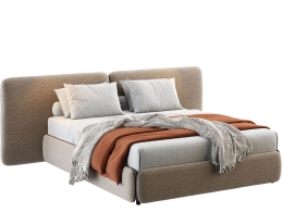 拉链双人床头板床Calligaris家具3D模型素材下载Zip Bed with Double Headboard by Cal