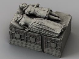 C4D石棺上躺着的两个人雕塑模型 Sculpture Model