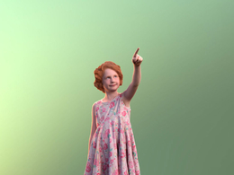 三维扫描写实人物用手指向远方的国外小女孩