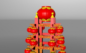 元宵节喜庆节日模型：灯笼塔C4D模型