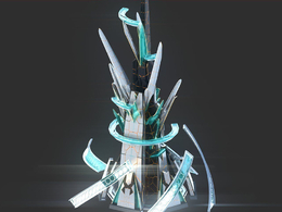 未来科幻创意摩天大楼建筑c4d模型 Sci-Fi Futuristic Future Fantasy City Building-3