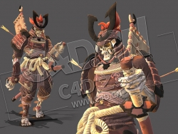 C4D僵尸武士骷髅将军游戏人物模型 Zombie Samurai concept