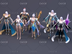 日系风美少女游戏角色人物C4D模型WhiteSnow Pack - 3D Model