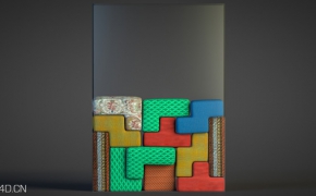俄罗斯方块玩具动画C4D模型 Softbody-Tetris