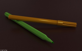 彩色画笔C4D模型 Color brush