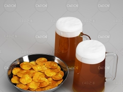扎啤薯片C4D模型 Draft beer