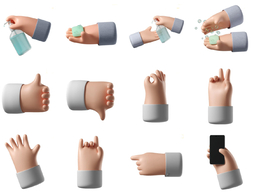 19个新冠病毒消杀手势3D卡通小手模型合集