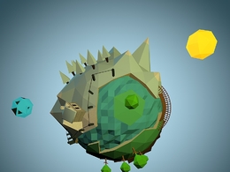 C4D低面多边形行星旋转动画工程 Planet