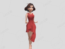 红裙性感女人猫步动画 sexy-woman-cat-walk-and-clap-animation