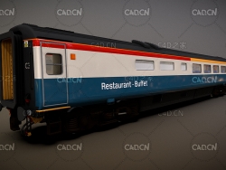 C4D铁路火车车厢模型 Mark 3 Carriage Buffet Rail Blue