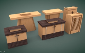 演讲台六款演讲桌C4D模型 Lecture table