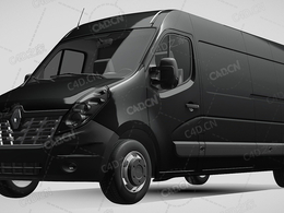 雷诺大师封闭车厢货车运输车商务车面包车2017款C4D汽车模型下载