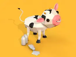 C4D低面多边形奶牛工程文件 Cow