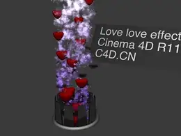 C4D粒子喷发动画 爱心发射动画工程文件 Love love effect