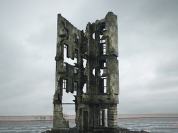 战后损毁模型：战争中被破坏的房子